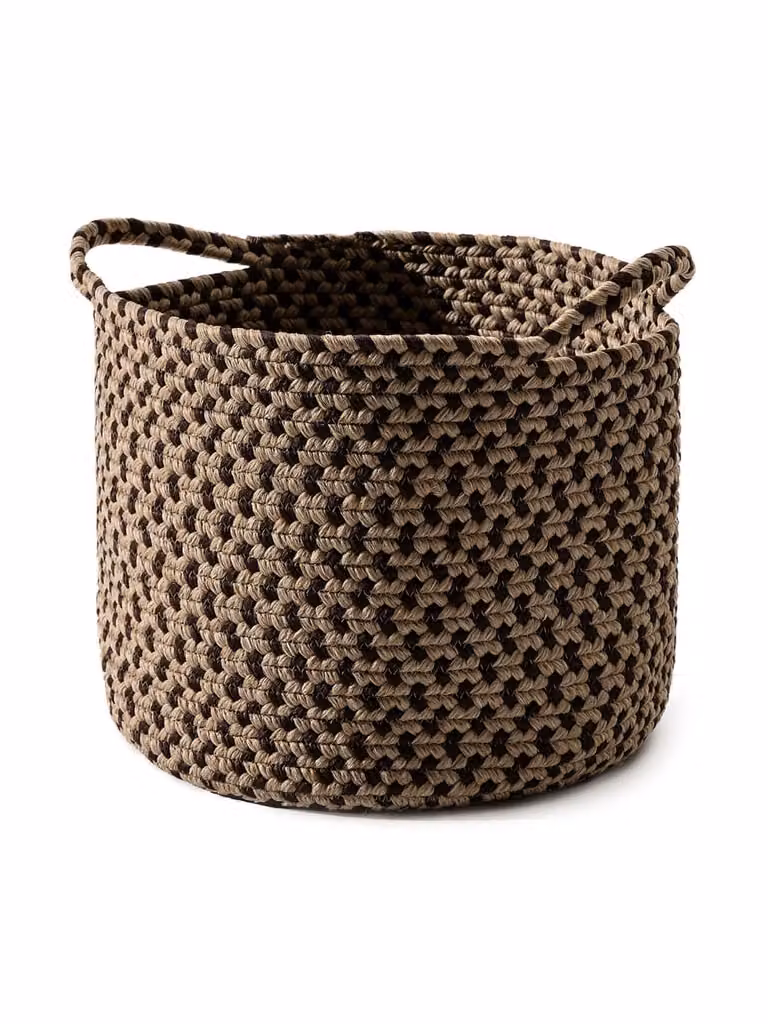 Cesta Benuta en colores beige y marrón con tejido abierto, An/P/Al: 30 x 30 x 25 cm