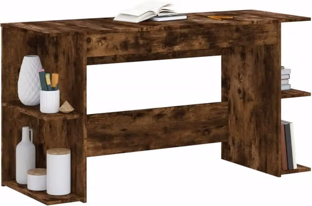 Escritorio de ordenador moderno SYFAX en madera de roble color marrón An/P/Al: 140 x 50 x 75 cm