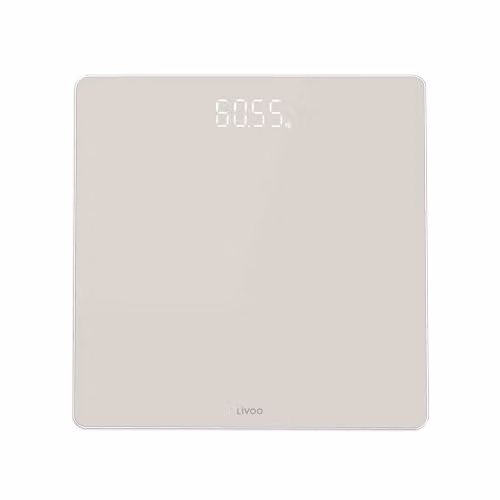 Báscula personal electrónica Livoo DOM524C con pantalla LED, capacidad de 180 kg y precisión de 50 g en color blanco o beige
