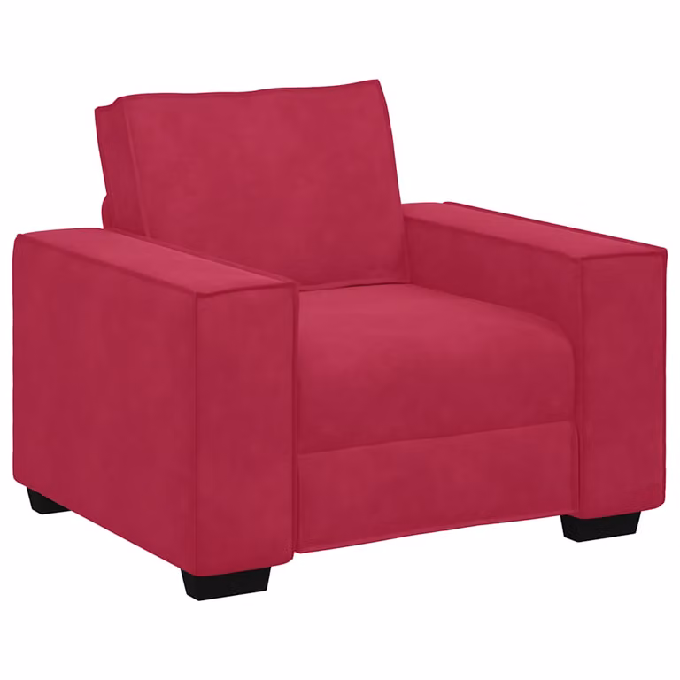 Sillón sofá vidaXL en terciopelo color rojo, An/P/Al: 100 x 78 x 84 cm