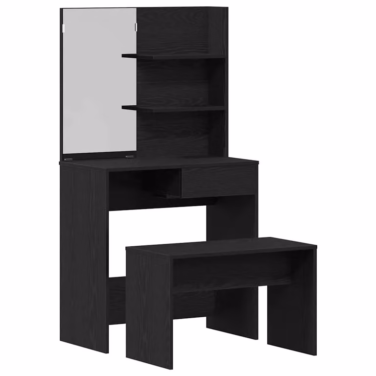 vidaXL Conjunto de Mesa de Tocador de 2 piezas en Roble y Negro