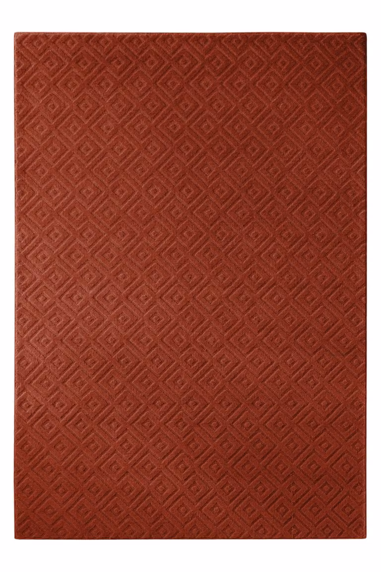 Alfombra de lana Wecon Home roja con relieve Diamonds, An/P: 160 x 230 cm