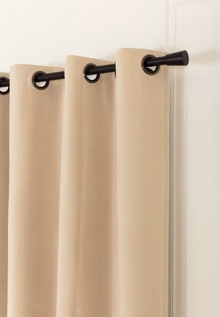 Cortina Opaca Total Moondream LumenControl de Terciopelo con Ollaos, Beige, An: 135 cm, Al: 250 cm