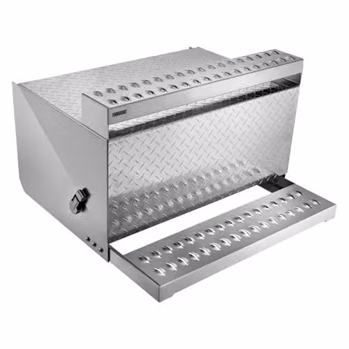 Caja de herramientas para camiones VEVOR de aluminio resistente con escalón y placa de diamante, impermeable, color plata, An/P/Al: 79,0 x 77,0 x 48,5 cm