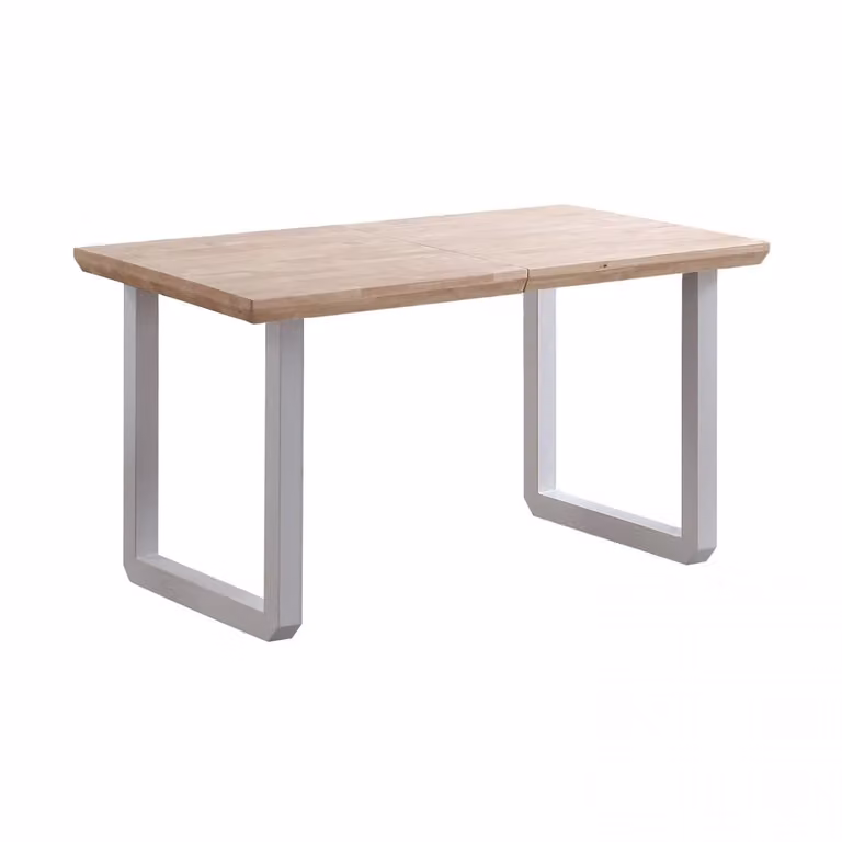 Mesa de comedor extensible Roma de DUEHOME con acabado de roble y patas metálicas, estilo escandinavo, An/P/Al: 140-220 x 80 x 77 cm