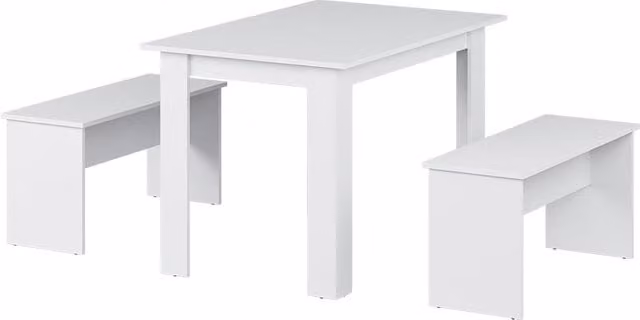 Set de mesa de comedor Vicco Sentio con 2 bancos, blanco, An/P/Al: 110 x 70 x 73 cm