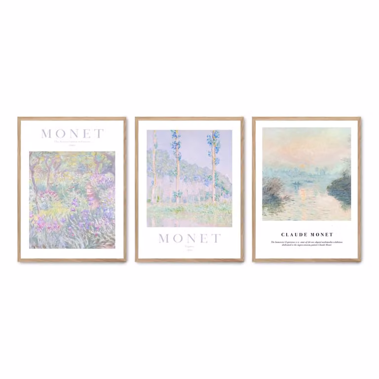 Set de 3 pósteres florales de Poster Lab con marco de madera multicolor, An/Al: 30 x 40 cm