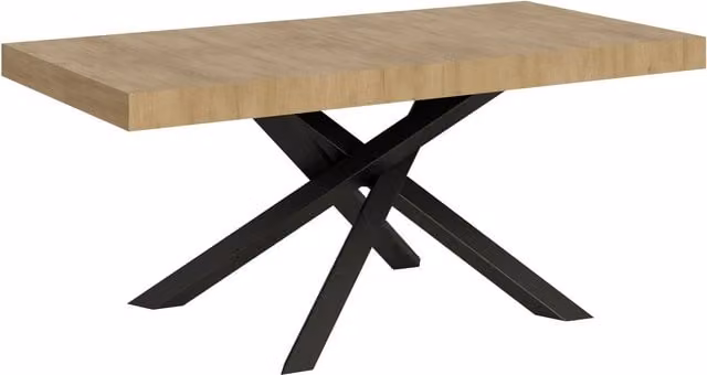 Mesa extensible Itamoby Volantis rectangular en roble natural con estructura antracita An/P/Al: 90 x 180/284 x 77 cm