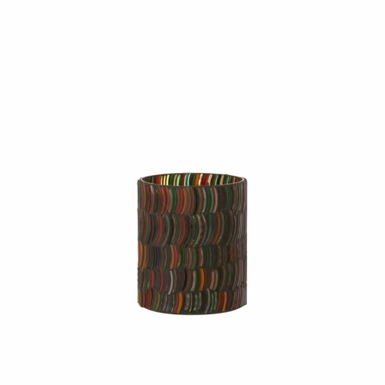 Portavelas de vidrio multicolor J-line para tealight, diseño abstracto redondo, An/P/Al: 10 x 10 x 12,5 cm