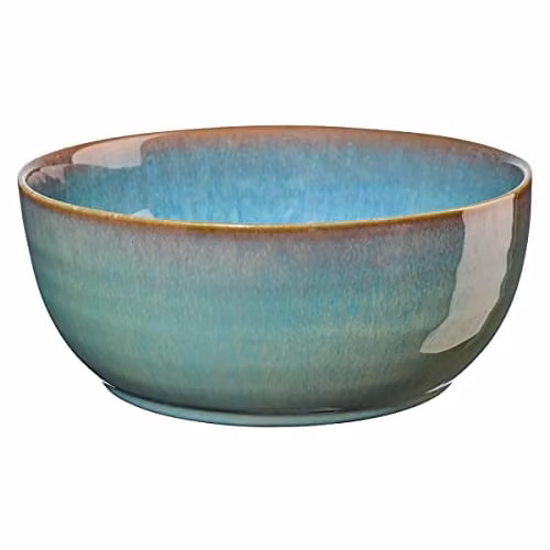 Cuenco de sopa ASA en porcelana color azul y verde, Diámetro: 18 cm