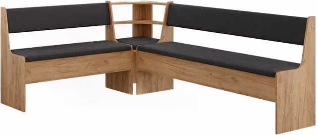 Conjunto con banco esquinero Vicco Roman en roble dorado para cocina o comedor, An/P/Al: 150.1 x 210.1 cm