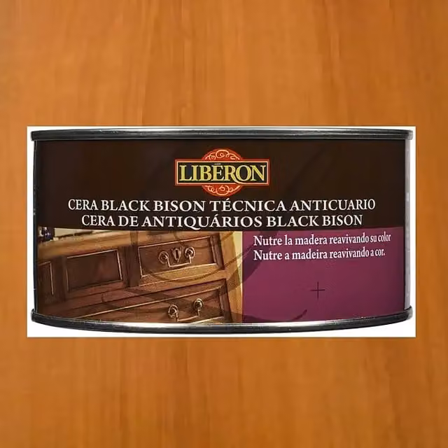 Cera natural Black Bison para acabado satinado en color marrón, 500 ml