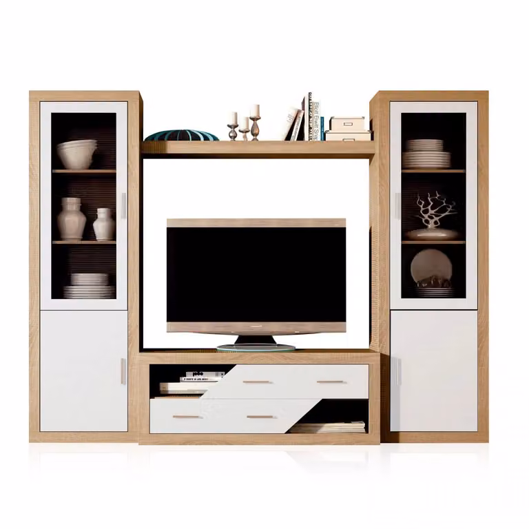 Salón modular escandinavo Nuka V5 Duehome en blanco y marrón An/P/Al: 250 x 193,2 x 41,4 cm