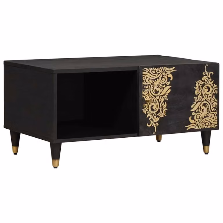 Mesa de centro Maison Exclusive de madera de mango maciza en color negro mate, An/P/Al: 80 x 50 x 40 cm