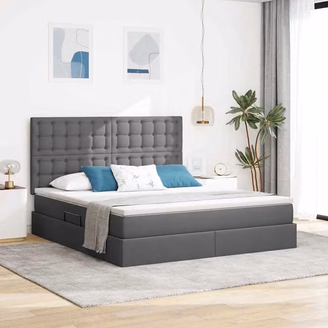 Cama con almacenamiento y colchón Maison Exclusive en color gris oscuro y negro, An/P/Al: 160 x 200 x 280 cm