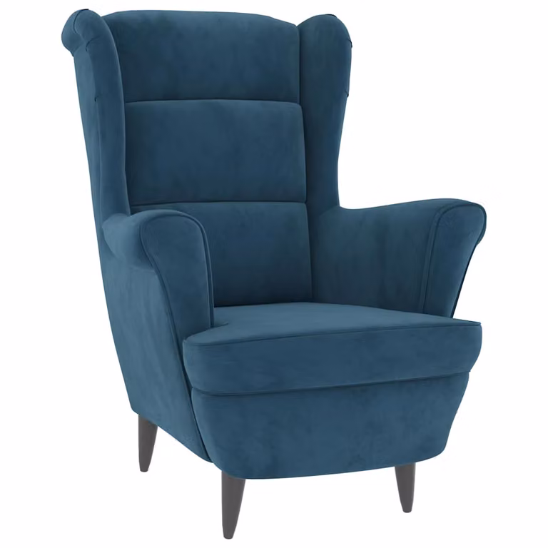 Sillón de terciopelo azul vidaXL con reposabrazos y diseño moderno para salón