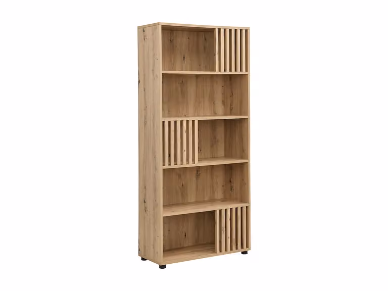 Librería GLIANA de 5 compartimentos en MDF color beige, An/P/Al: 80 x 20 x 180 cm