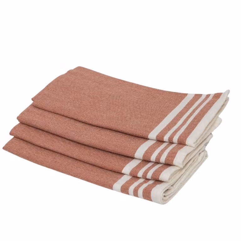 Set de 4 servilletas de algodón MAHDIA con diseño de rayas en color rojo, An/An: 45 x 45 cm