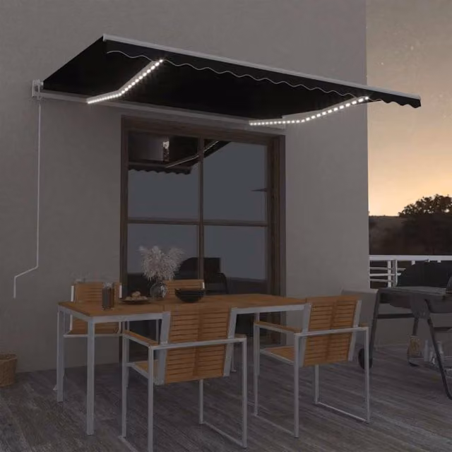 Toldo automático con LED y sensor de viento Maison exclusive en gris antracita, An/P: 450 x 350 cm