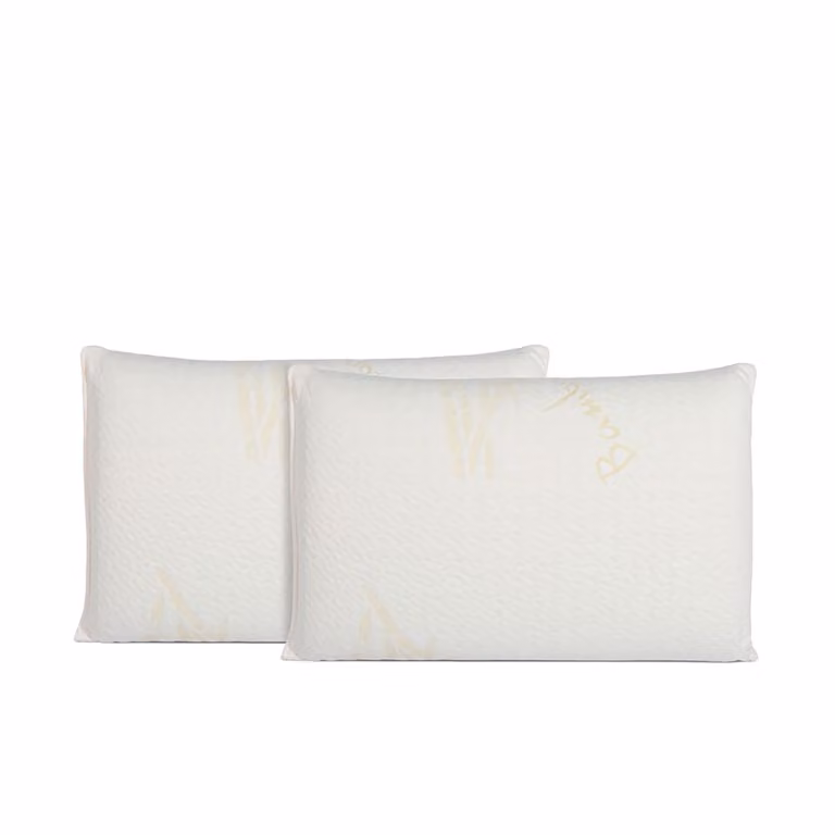 Juego de 4 almohadas de espuma viscoelástica Bellecour blancas con funda extraíble y certificación Oeko-Tex Standard 100