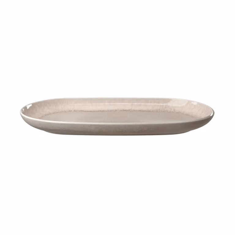 Fuente para servir ovalada Villeroy & Boch Perlemor Sand en porcelana color beige, An/P/Al: 34 x 20 x 3 cm