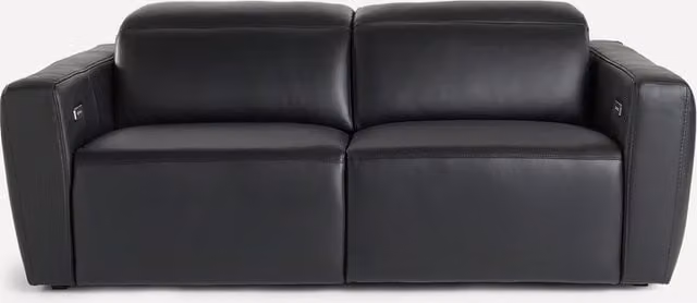 Sofá de piel Trento de El Corte Inglés de 3 plazas con 2 asientos relax eléctricos en color negro