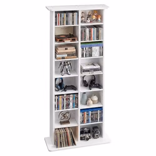 Estantería de pared VEVOR blanca con 8 niveles y estantes ajustables para salón u oficina, An/P/Al: 55.9 x 22.2 x 129.5 cm