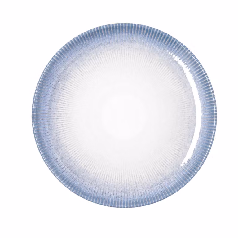 Set de 6 platos llanos Bidasoa Lea Hydrozero de porcelana en color blanco y azul con un diámetro de 27 cm
