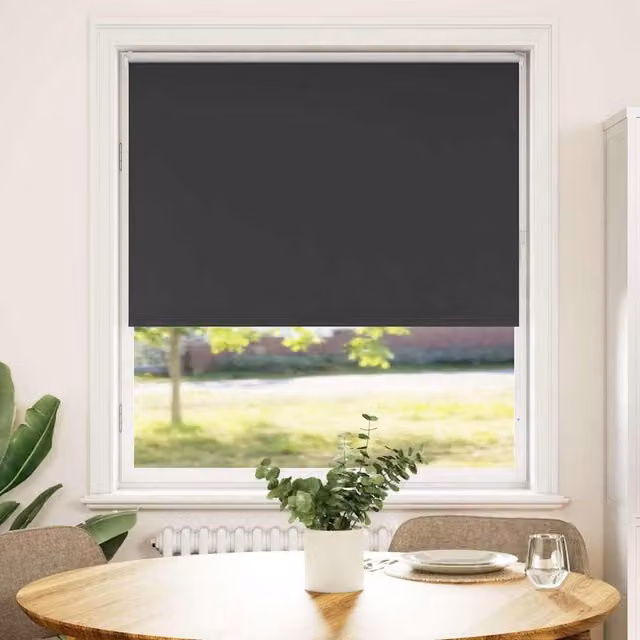 Estor enrollable opaco negro vidaXL de poliéster con aislamiento térmico An/P/Al: 90 x 130 cm