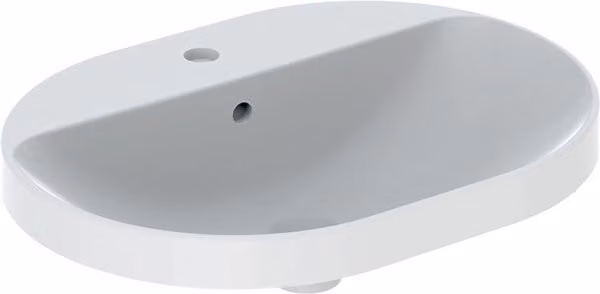 Lavabo empotrado de cerámica Geberit Variform elíptico blanco con rebosadero An/P: 60 x 45 cm