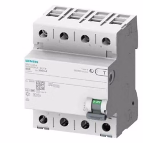 Interruptor diferencial Siemens RCD de 4 polos Tipo B con retardo breve, 25 A, 300 mA, 400 V