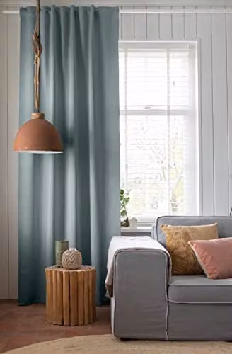 Cortina Blackout Elbersdrucke Midnight 03 Mint Verde con Trabillas Ocultas, Térmica, An: 140 cm, Al: 255 cm