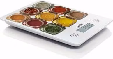 Báscula digital de cocina Laica KS1040 en cristal templado blanco con capacidad de 5 kg