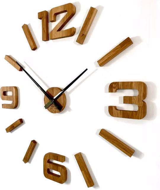 Reloj de pared analógico redondo de madera de roble Eko Flexistyle en color marrón y multicolor, estilo rústico y mecanismo silencioso, Diámetro: 130 cm