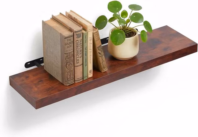 Estantería de pared industrial Relaxdays de MDF y hierro, efecto madera, An/P/Al: 80 x 23 x 10 cm, marrón y negro