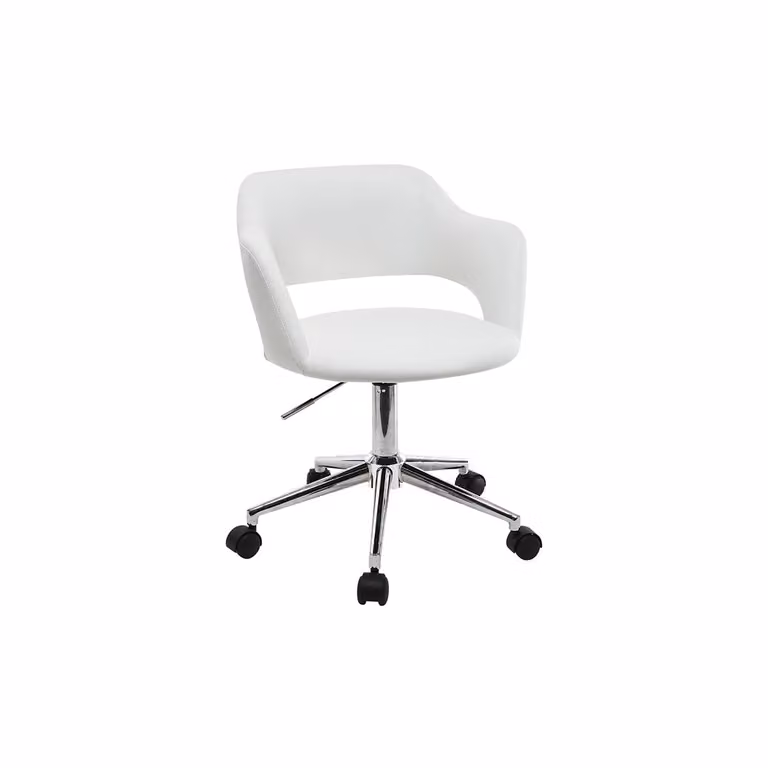 Sillón de escritorio giratorio Miliboo Jessy en blanco y negro con acabado en piel sintética y estructura metálica para oficina en casa