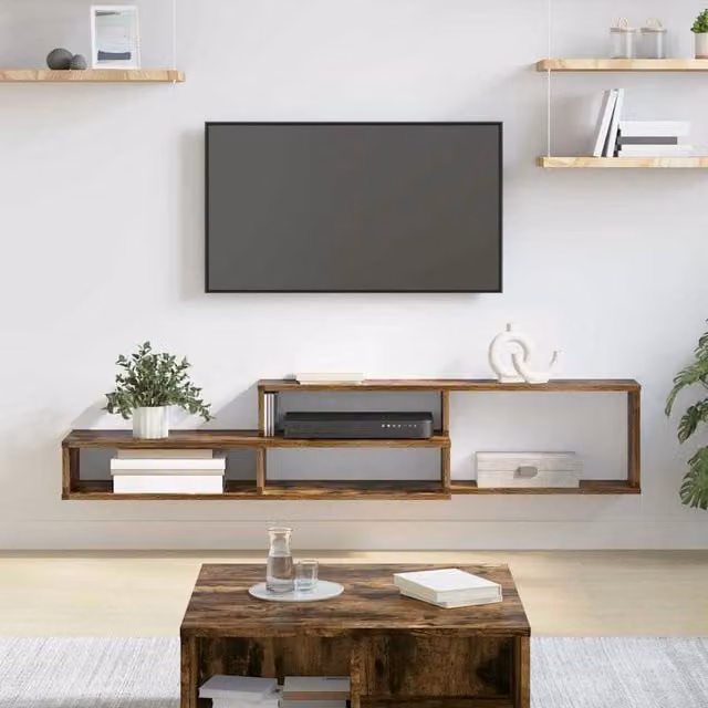 Soporte de TV de pared moderno Maison Exclusive en madera de ingeniería color marrón An/P/Al: 150 x 25 x 28,5 cm