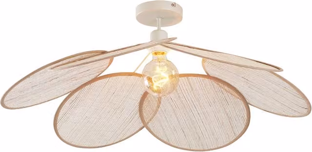 Lámpara de techo Qazqa Aisha estilo Japandi en color beige, compatible con bombilla LED E27, diámetro 80 cm