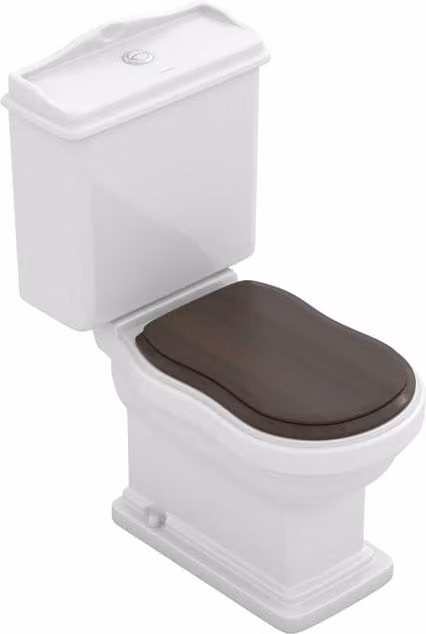 Inodoro Clásico Completo Fossil Natura Atenas en Cerámica Blanca con Asiento de Madera y Cierre Suave