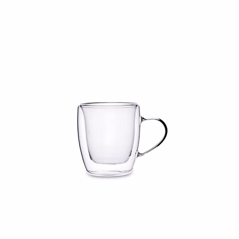 Set de 4 tazas de espresso Serenia de Quid en vidrio de doble pared, transparentes, de 80 ml, aptas para microondas y lavavajillas