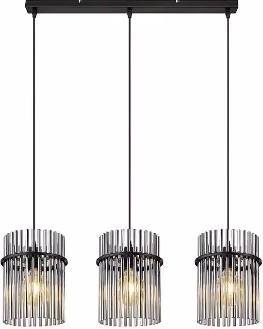 Lámpara colgante LED Gorley de Globo Lighting en negro, con cristal transparente y regulable, Al x An x P: 140 x 80 x 20 cm