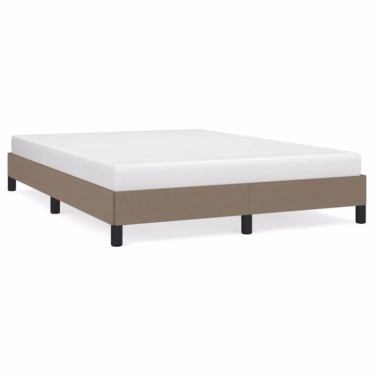 Cama tapizada vidaXL en tela gris taupe con láminas de madera, An/P: 140 x 190 cm