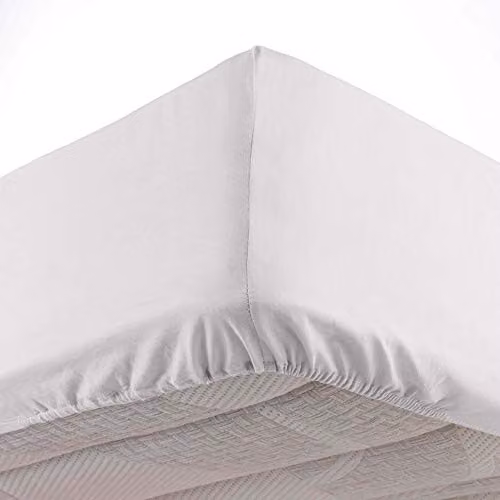 Sábana bajera con esquinas elásticas Douceur d'Intérieur Oscar de microfibra lisa, color blanco, An/P/Al: 140 x 190 cm