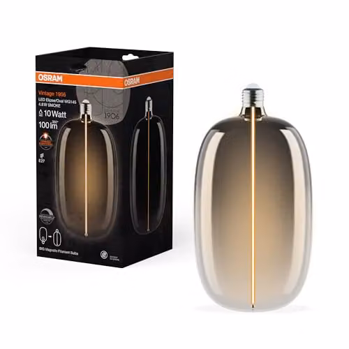 Bombilla LED OSRAM Vintage 1906 Big Elipse Oval regulable con casquillo E27 y diseño ahumado de 4,8 W