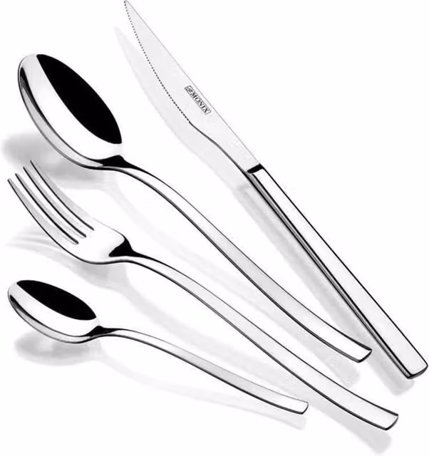 Set de cubertería Monix Genova de 24 piezas en acero inoxidable color plata pulido