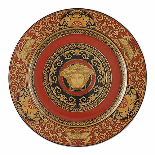 Plato de presentación Ikarus Medusa Versace de porcelana color rojo, Diámetro: 30 cm