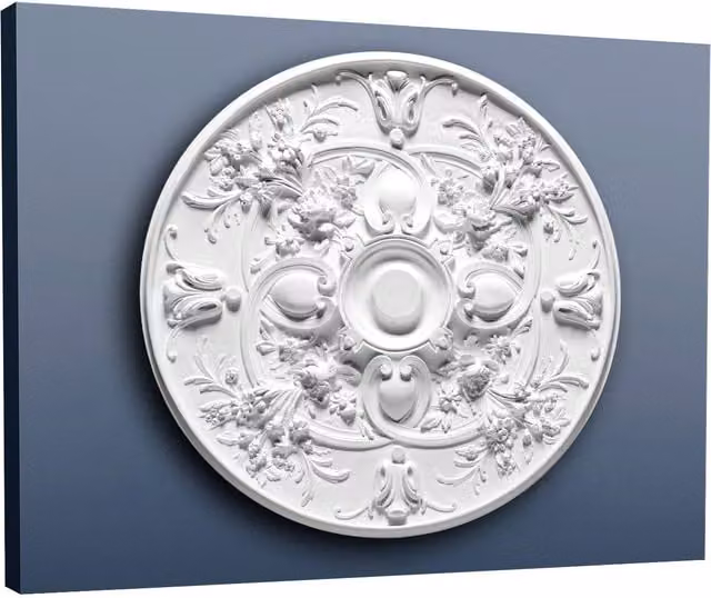 Rosetón decorativo Orac Decor R24 Luxxus con motivo floral de estilo Art Nouveau en color blanco para techo o pared