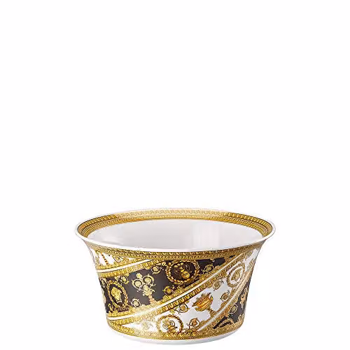 Ensaladera de porcelana Versace Barocco Mosaic en blanco y negro de 20 cm