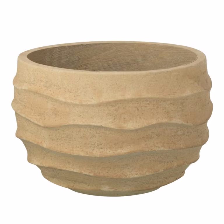 Macetero exterior cuadrado de cerámica J-line en color beige, An/P/Al: 38 x 38 x 24,5 cm