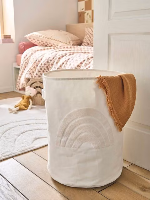 Cesta de almacenamiento XL Arcoíris de Vertbaudet en multicolor con asas para habitación infantil